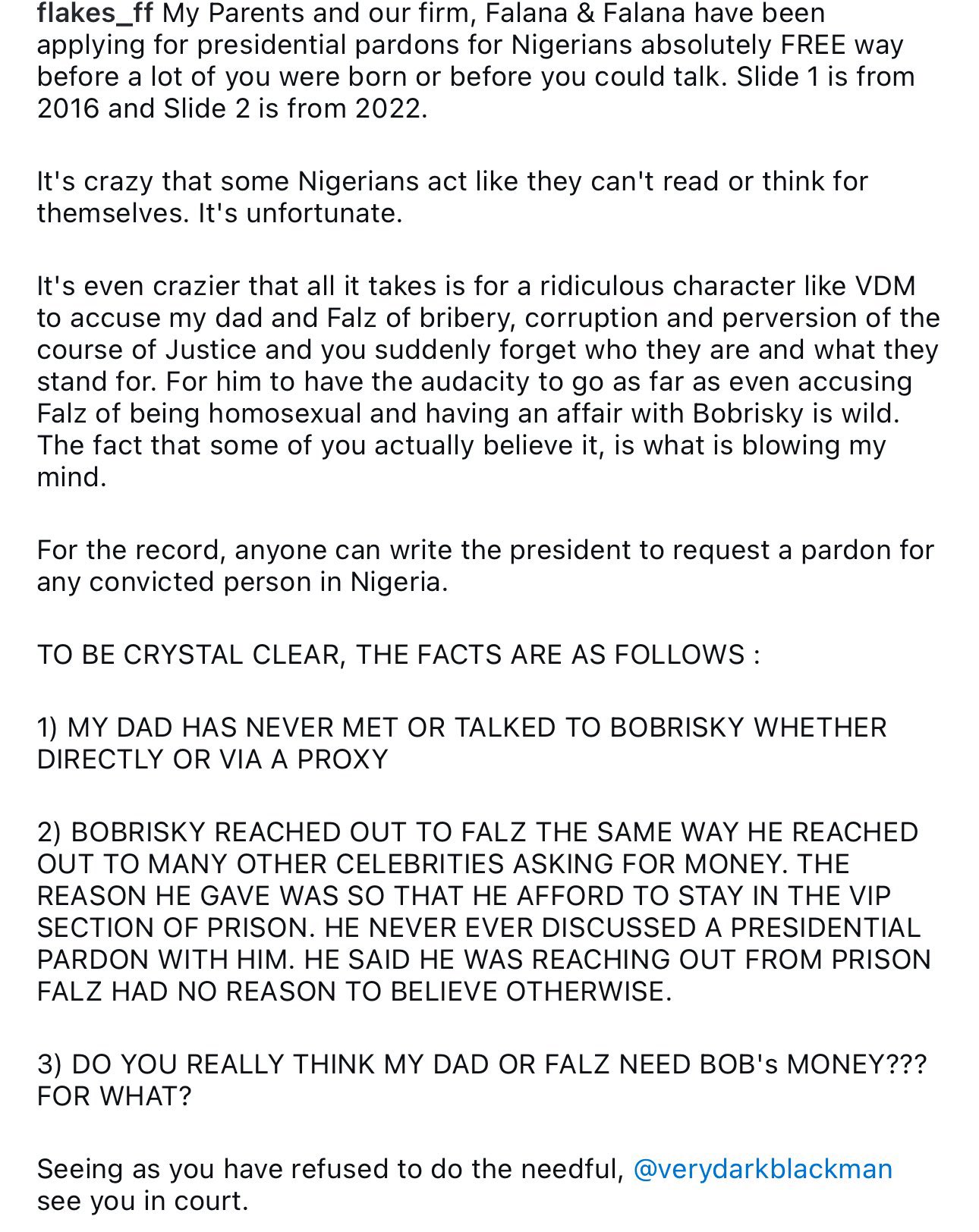 Falz sister, Kemi Falana defends family against VeryDarkMan's allegations