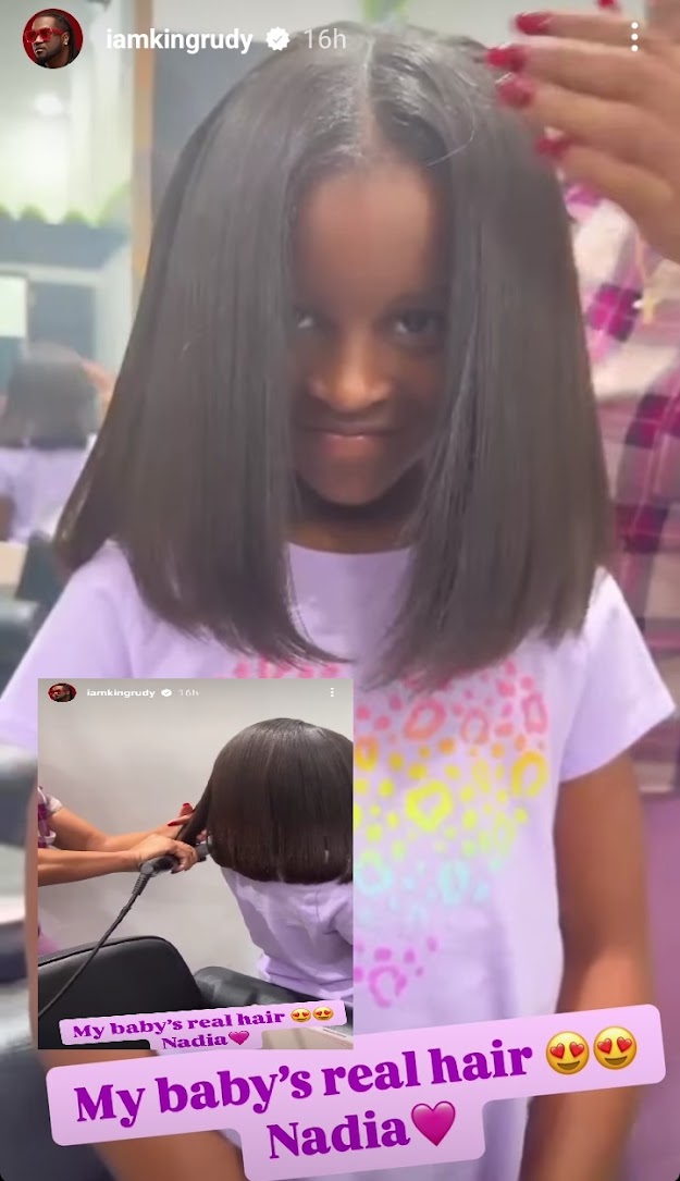 Paul Okoye shows off daughter's hair Paul Okoye daughter