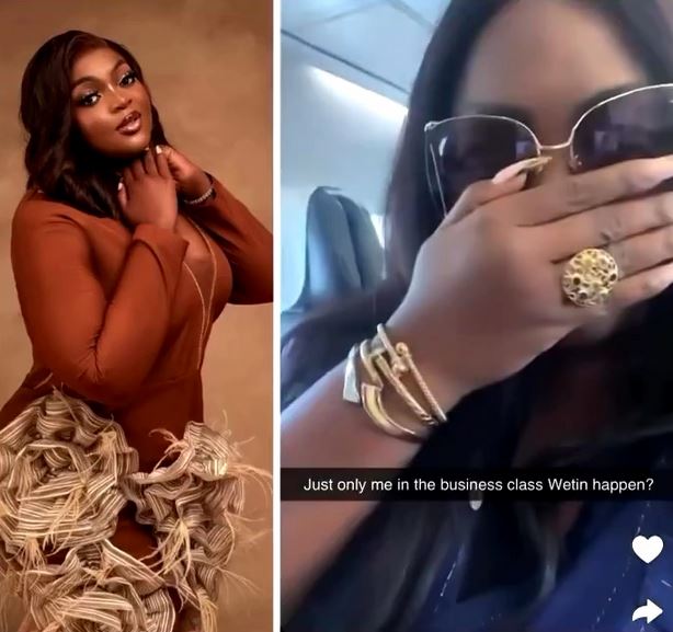 Eniola Badmus expresses shock at being a lone passenger in a flight section Eniola Badmus expresses shock at being a lone passenger in a flight section