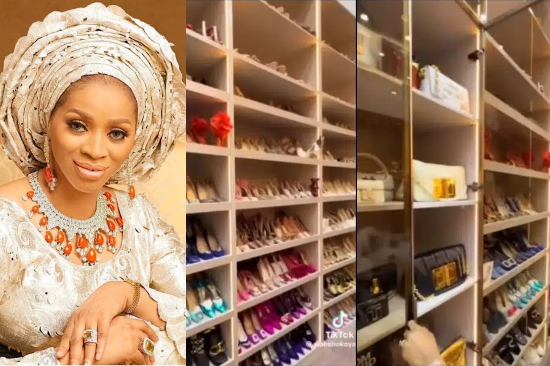 Shade Okoya gives tour of her luxurious walk-in closet Shade Okoya gives tour of her luxurious walk-in closet