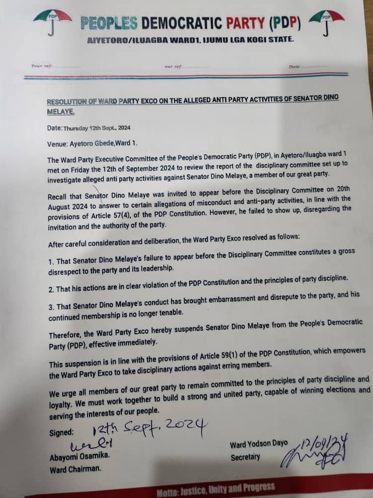 Kogi PDP suspends Dino Melaye