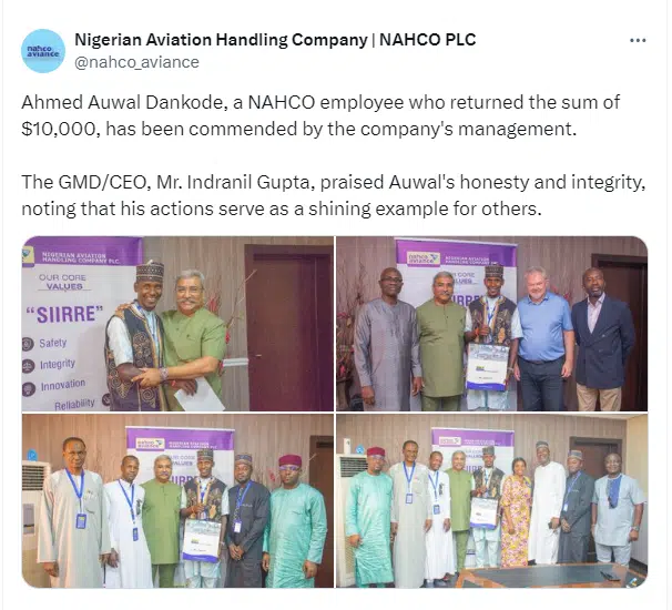 Honest Airport cleaner reward with promotion and cash