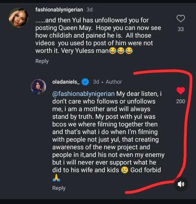 Yul Edochie unfollows Ola Daniels shortly after celebrating Ex-wife