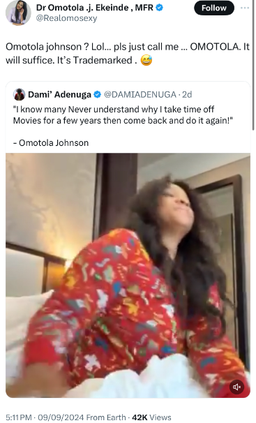 Actress Omotola Jalade PLAYFULLY corrects fan who called her name wrongly 