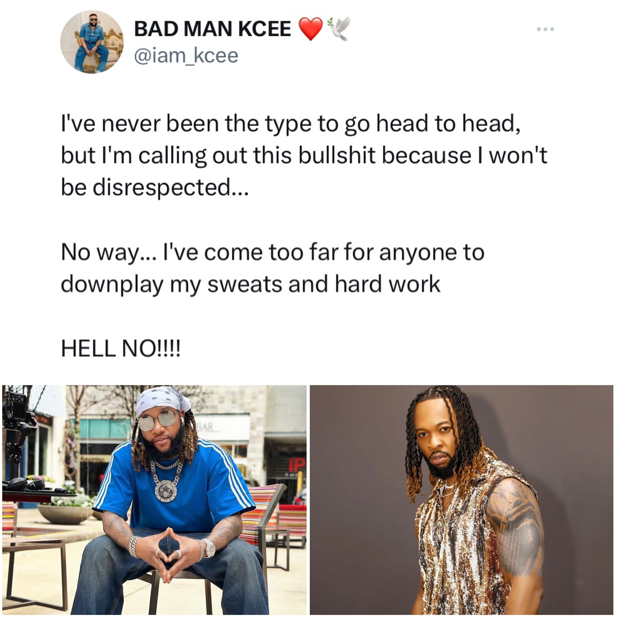 Kcee fires back at Flavour's "copy" jab
