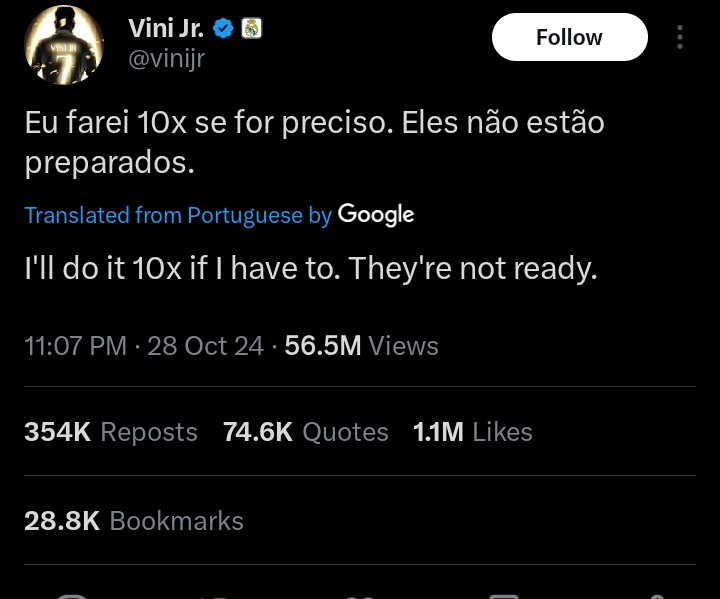 Vinicius Jr. breaks silence after Balon d'or snub