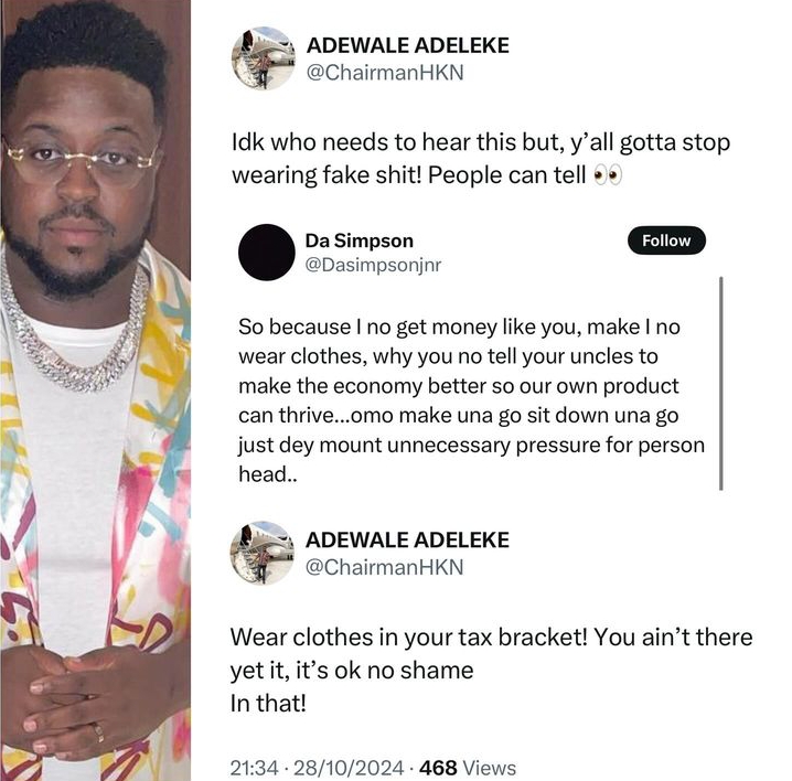 Davido's brother, Adewale Adeleke speaks against fake designer patronizers