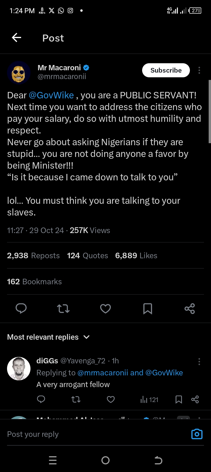 Mr. Macaroni slams Wike's attitude, others towards Nigerians