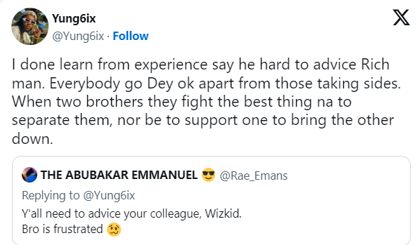 I'm not speaking on Wizkid/Davido beef - Yung6ix tells fans FORCING him to talk
