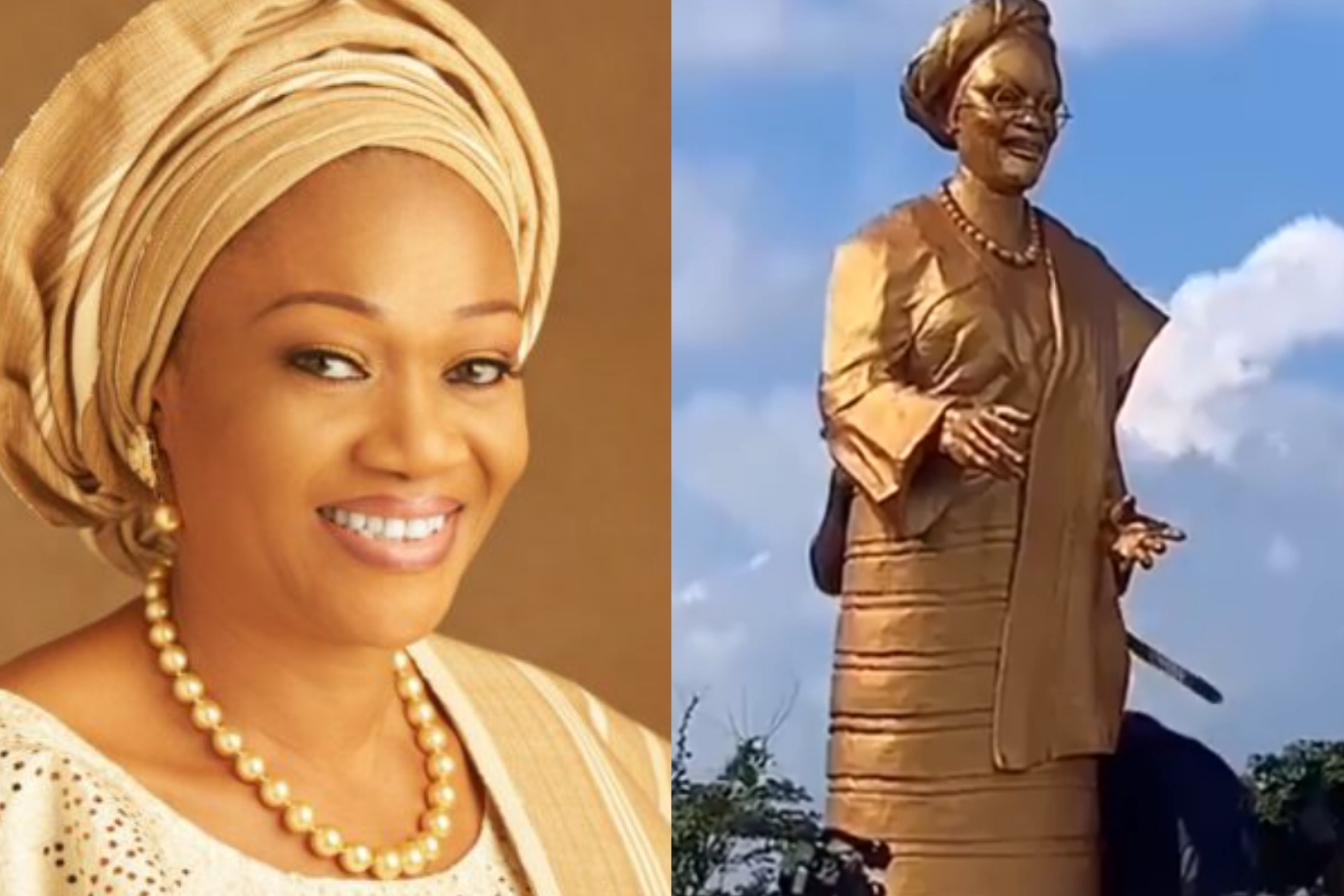 Ooni of Ife honors first lady Oluremi Tinubu with golden statue Ooni of Ife honors first lady Oluremi Tinubu with golden statue