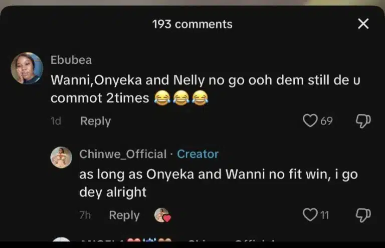 BBNaija S9: Chinwe wishes none of Wanni or Onyeka victory