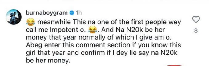 Burna Boy responds to Uju Stella pregnancy claims