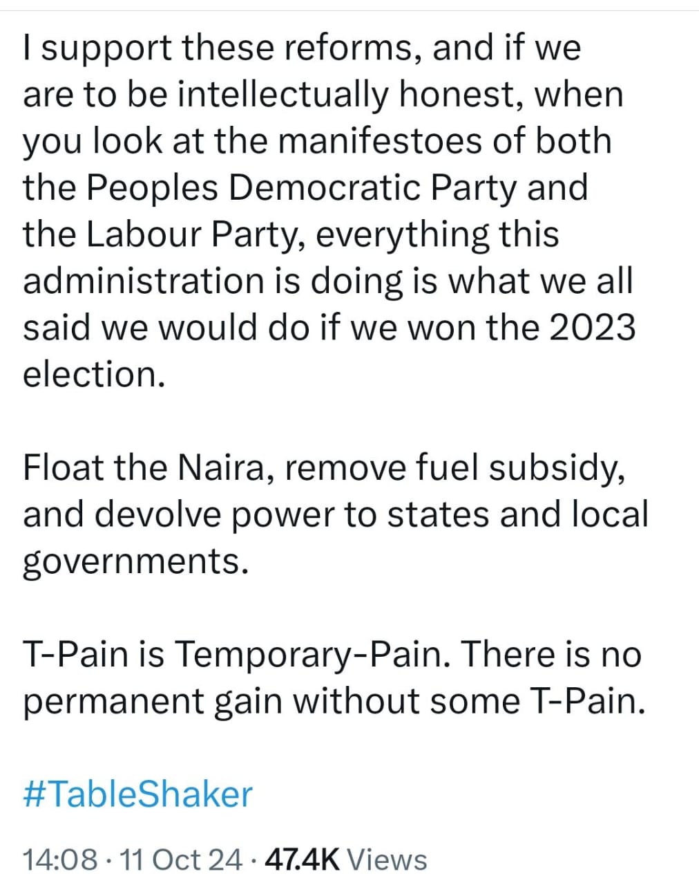 T-Pain now means Temporary Pain - Reno Omokri defends Tinubu
