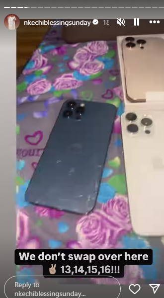 Nkechi Blessing shows off her iPhone collection 