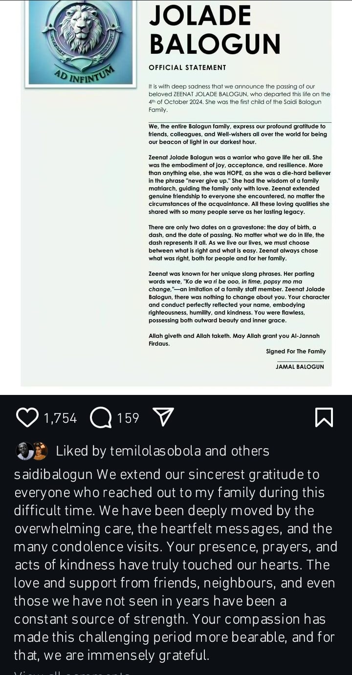 Saidi Balogun breaks silence following daughter’s de.ath