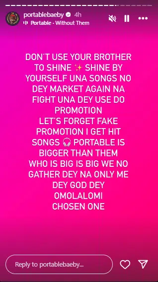 Portable weighs in on Wizkid-Davido beef, claims he's bigger than them