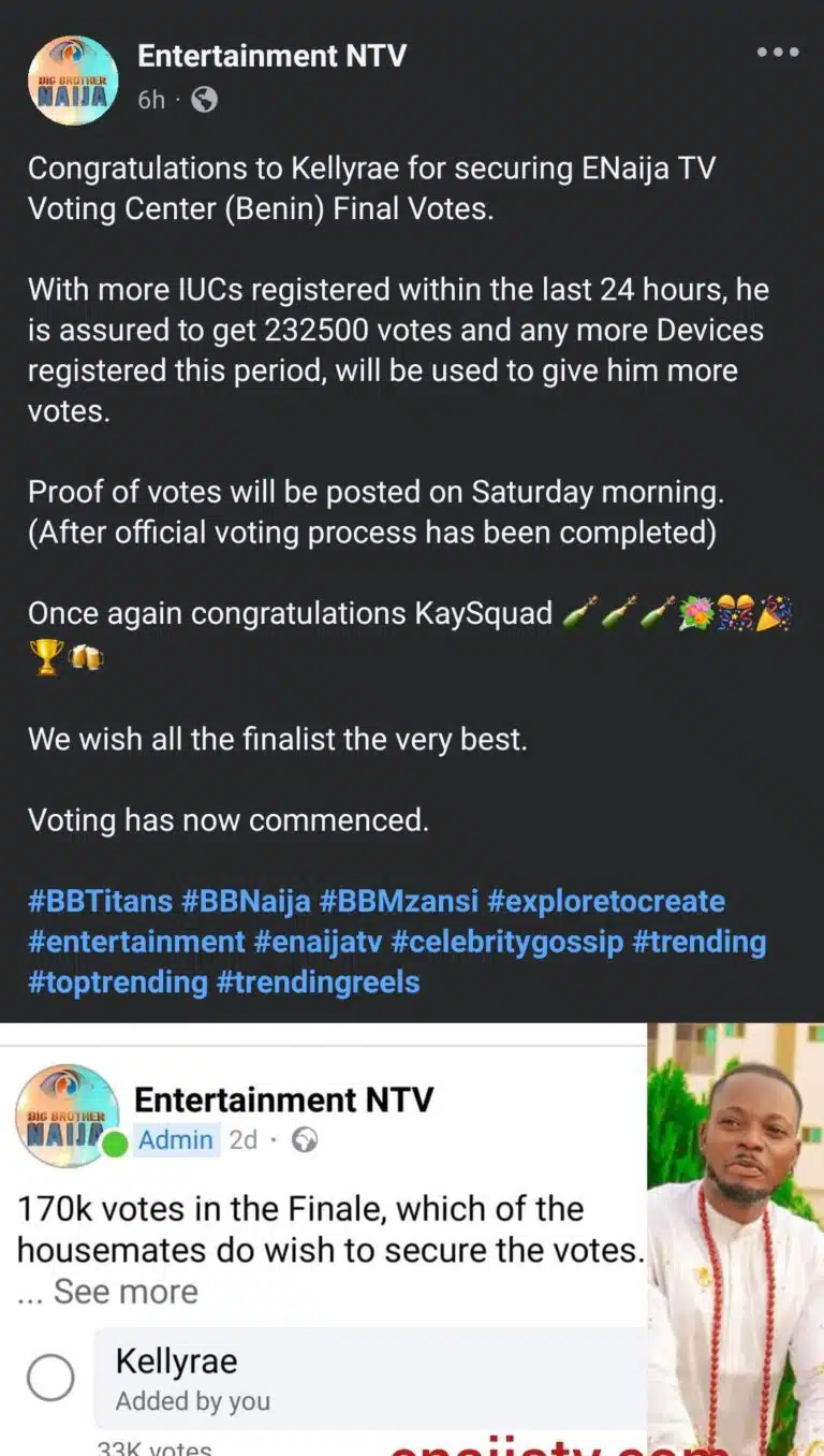 BBNaija S9: Kellyrae defeats Wanni in Facebook poll, secures 232,500 free votes ahead of show finale