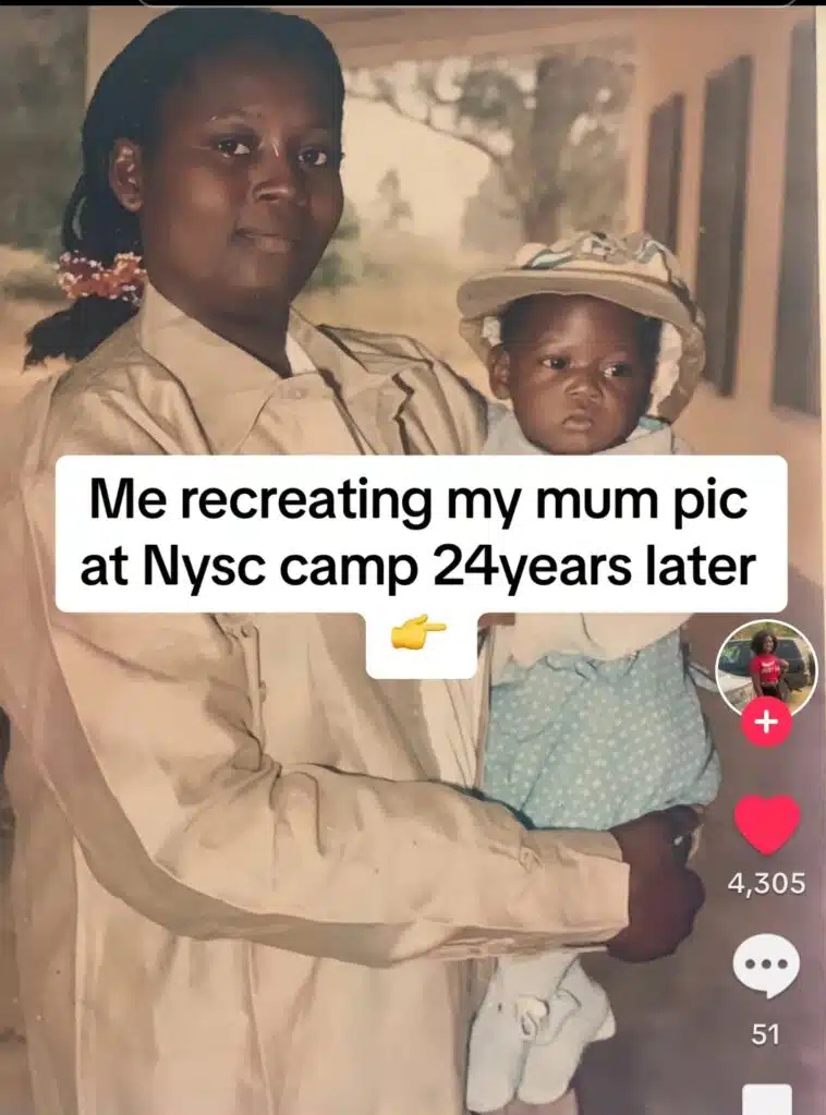 Youth corps member recreates mother's NYSC photo 24 years later