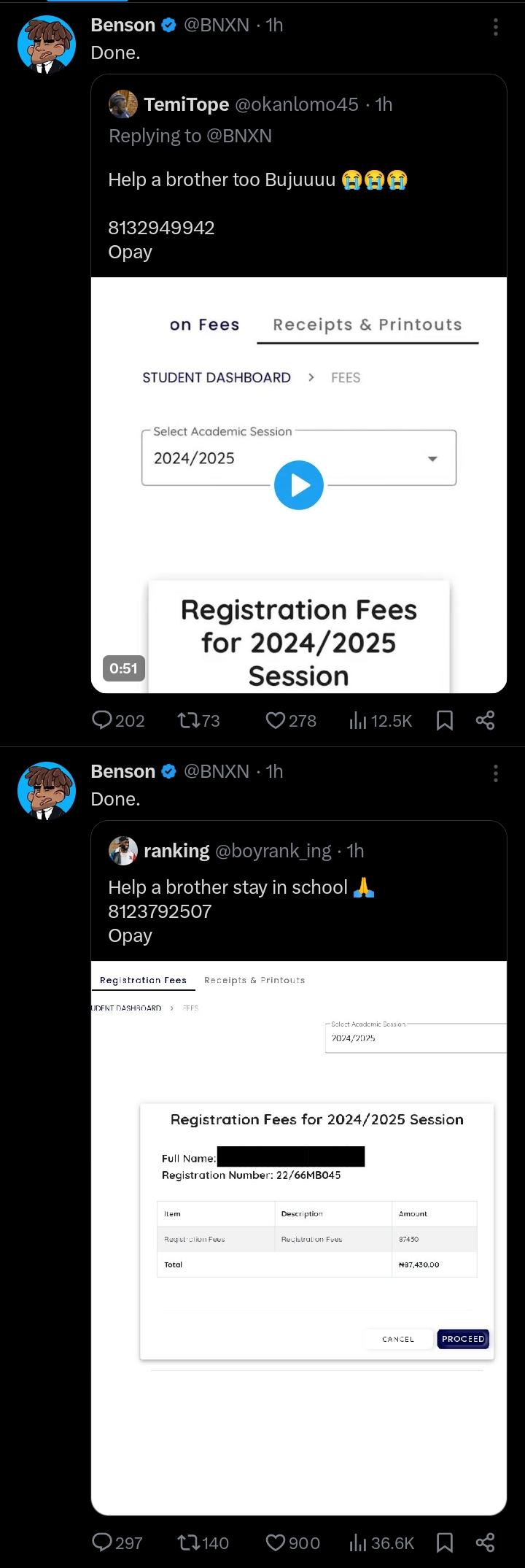 BNXN clears University student's outstanding school fees