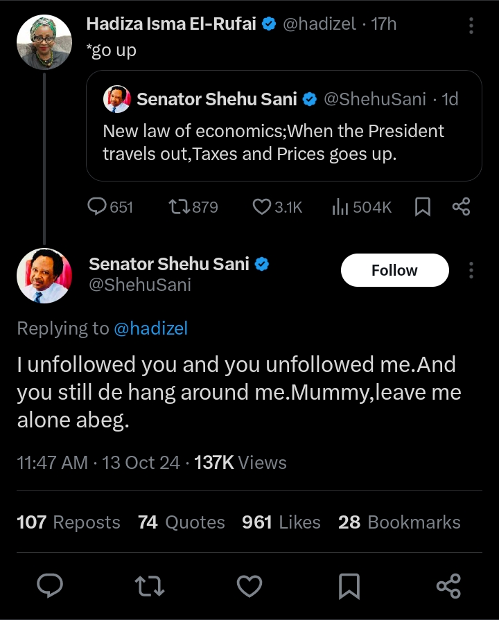 Senator Shehu Sani slams El-Rufai's wife after correcting his English