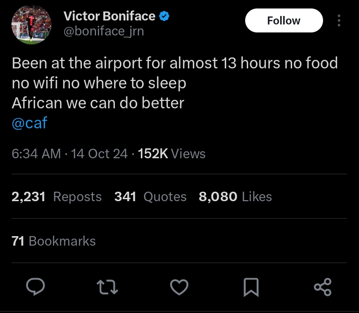 Victor Boniface slams unfair treatment of Super Eagles in Libya