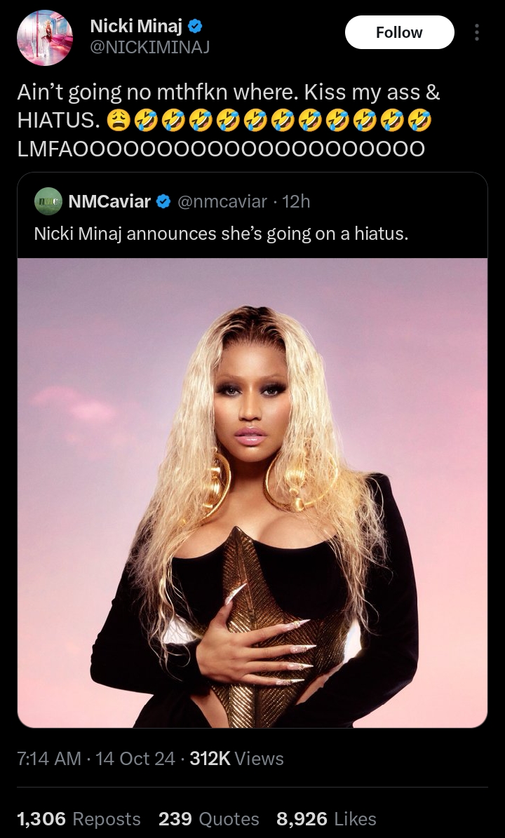 Nicki Minaj debunks hiatus rumours