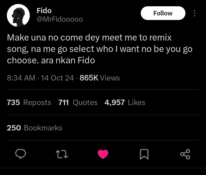 Singer, Fido warns colleagues against comparison and discrimination 