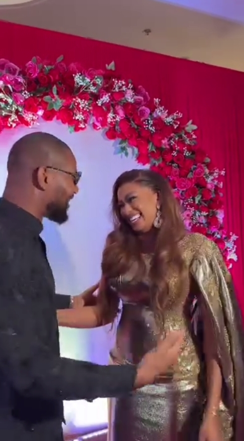 Alex Ekubo stirs reactions after hugging May Edochie multiple times at an event