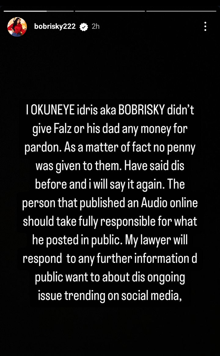 Bobrisky DENIES bribing Falana, Falz for presidential pardon