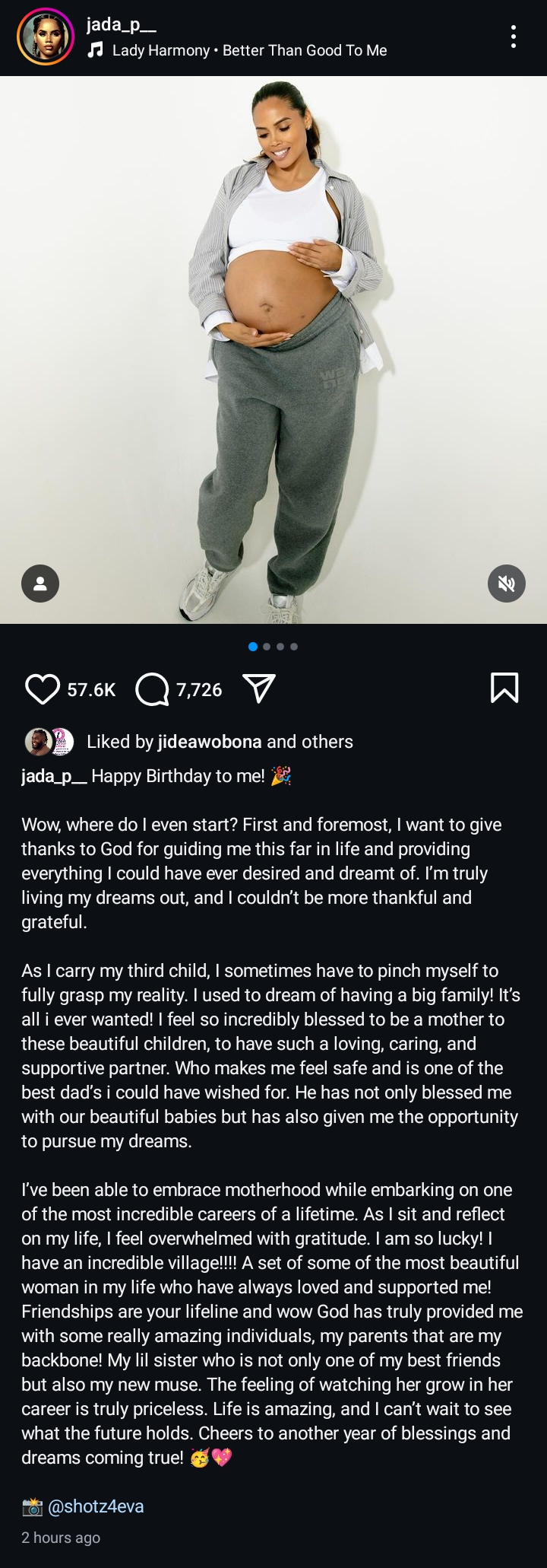 Wizkid’s babymama, Jada P celebrates 41st birthday with heartfelt reflection