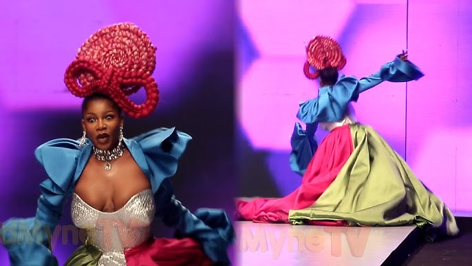 Tacha reacts after falling at Lagos Fashion Week Tacha reacts after falling at Lagos Fashion Week