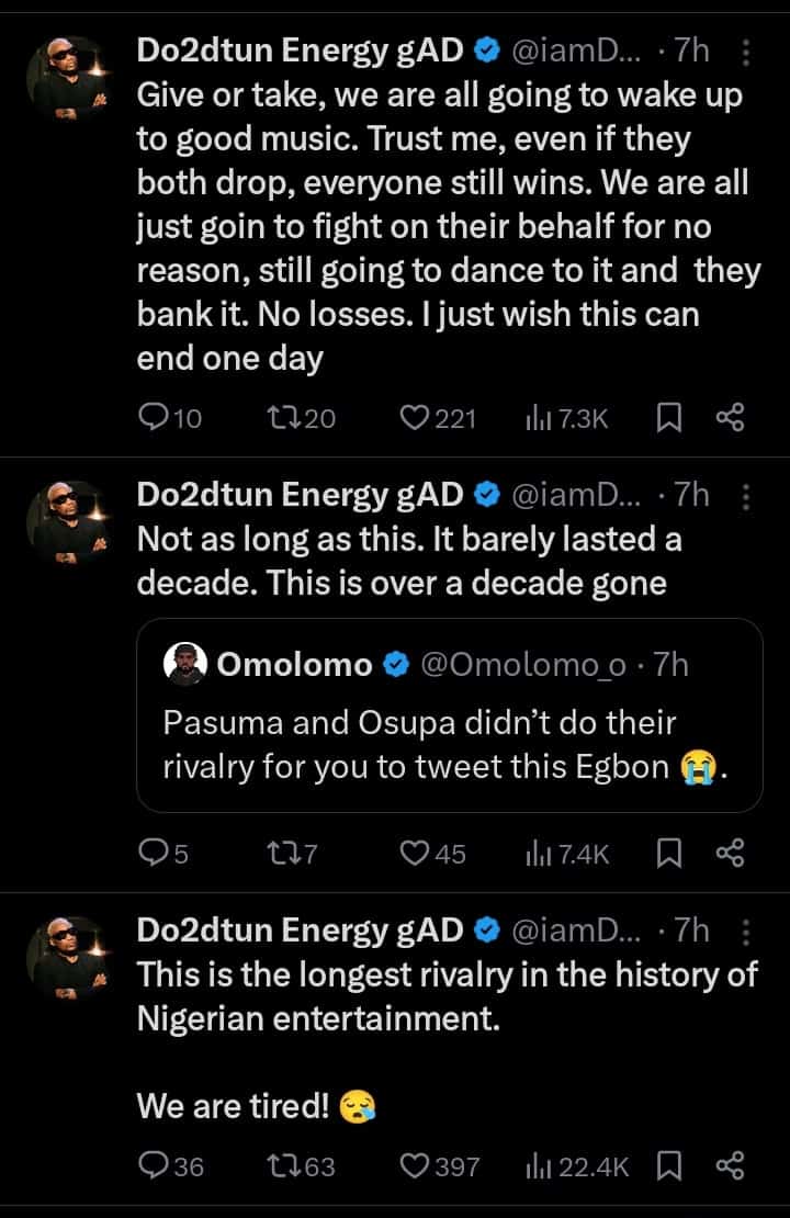 Do2dtun claims Wizkid and Davido has the longest rivalry