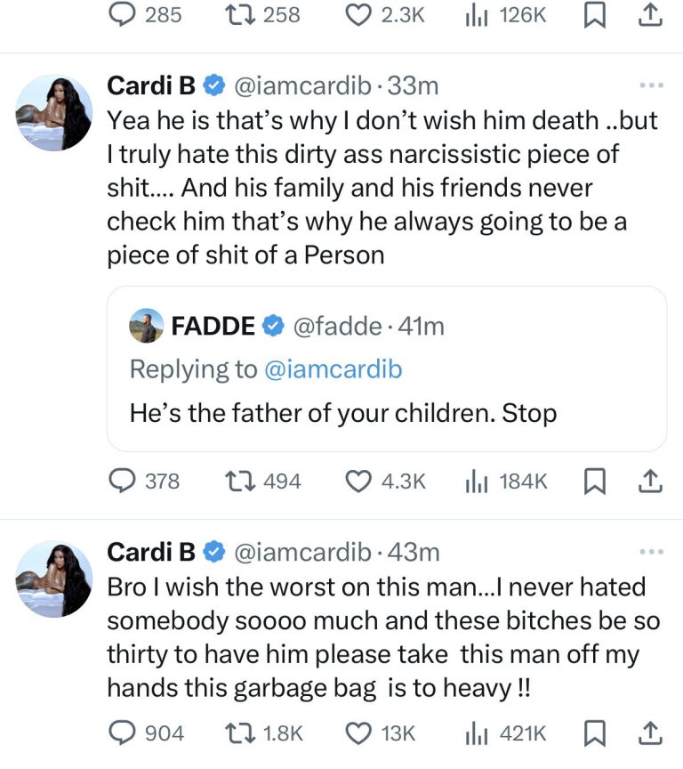 Cardi B speaks against Offset, calls him garbage