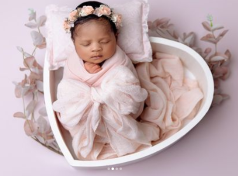 Adorable photos of Tania Omotayo's newborn daughter 