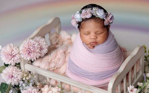 Adorable photos of Tania Omotayo's newborn daughter 