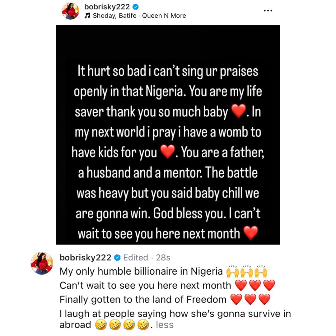 Bobrisky gushes over his billionaire’ man friend' 