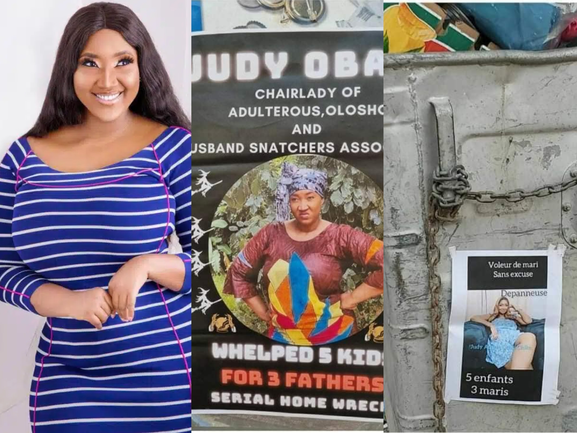 Photos of Judy Austin posted across a street with ridiculing write-up Photos of Judy Austin posted across a street with ridiculing write-up