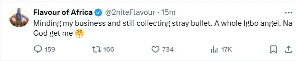 Flavour reacts to hilarious warning about Chidimma Adetshina