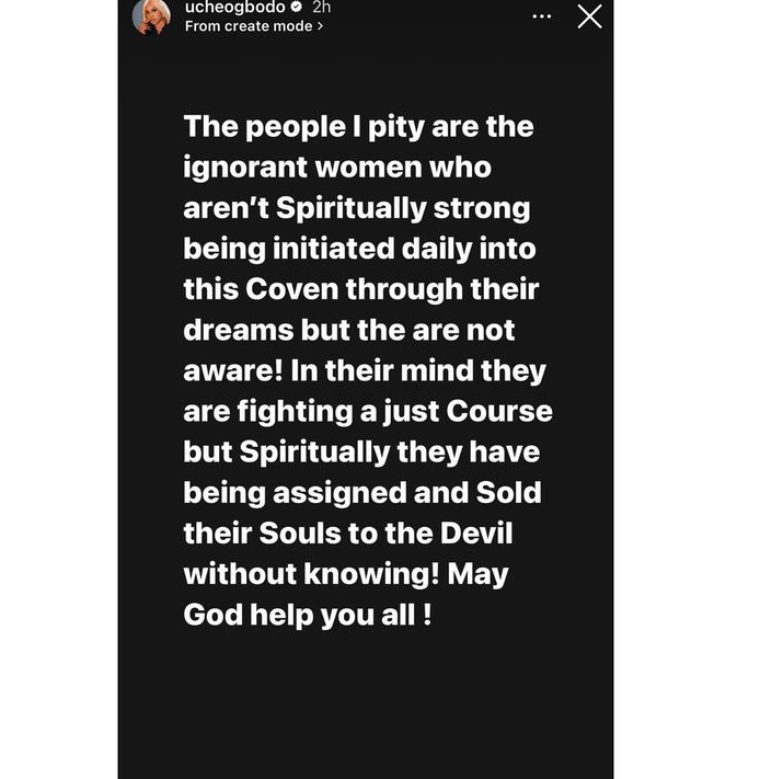 Uche Ogbodo calls May Edochie's fans a "Witch Coven"