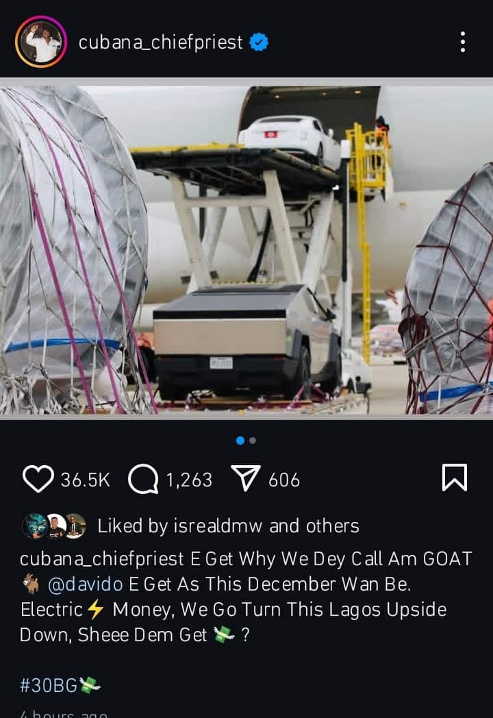 Chief Priest hypes Davido's newly shipped cars