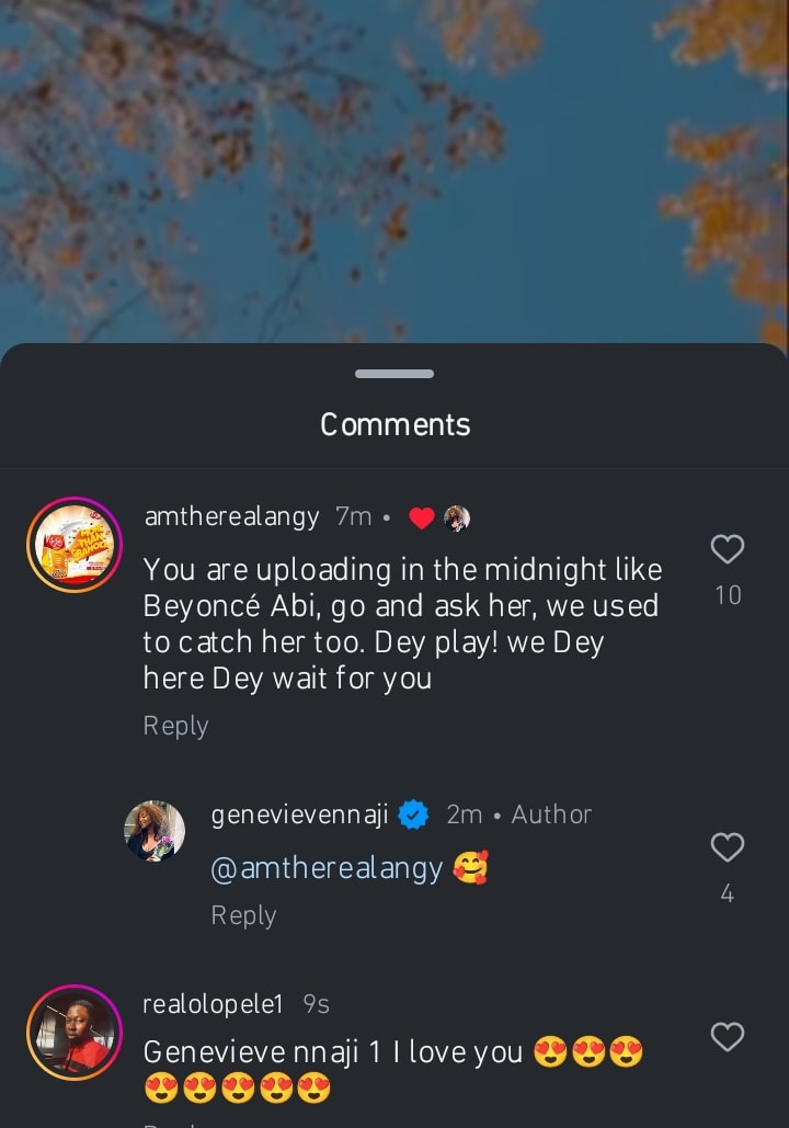 Genevieve Nnaji reacts to fan's observation on her late-Night posts