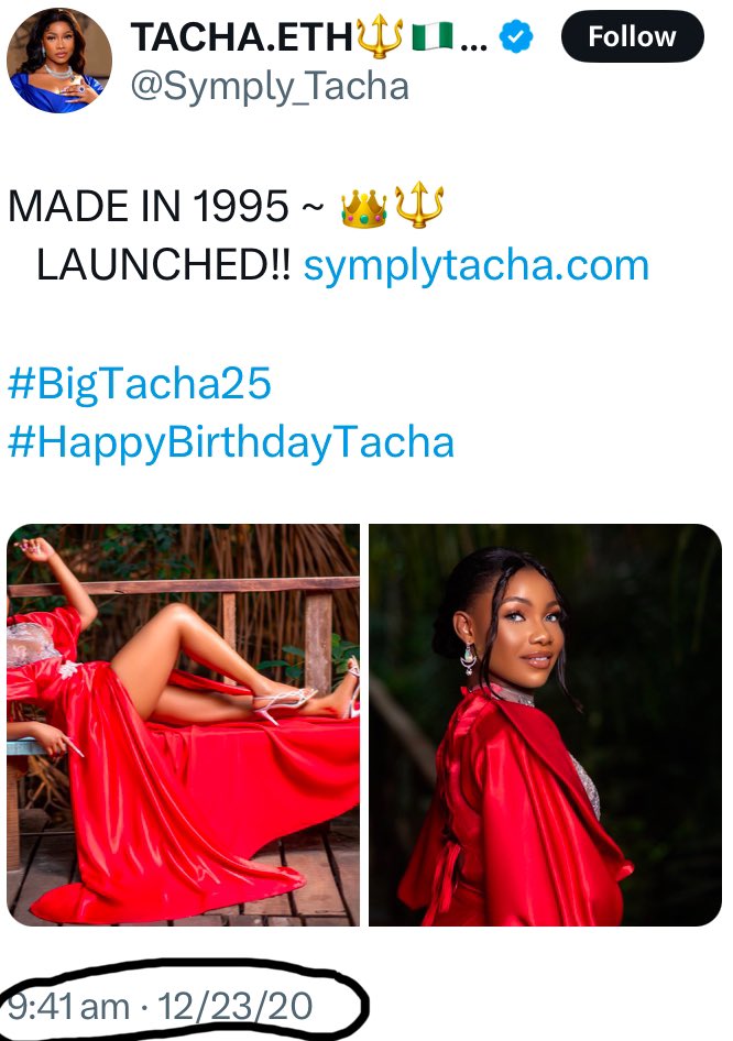 Tacha accused of reducing her age after old tweet surfaces