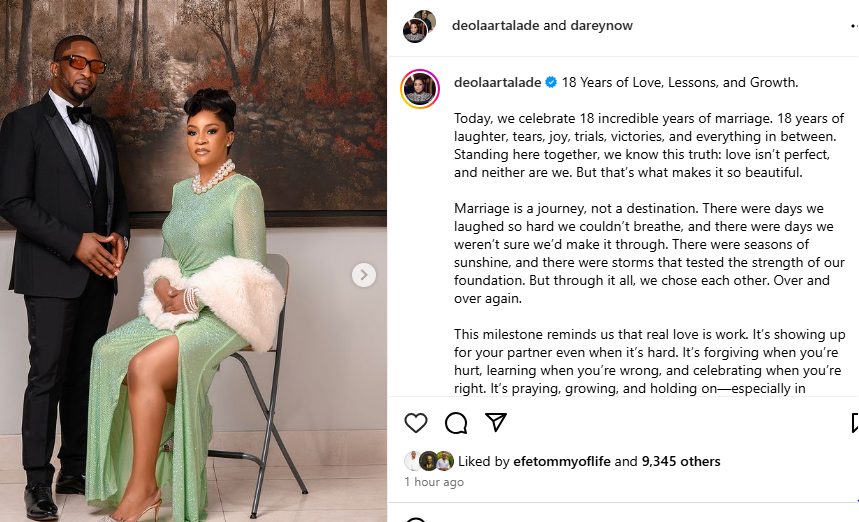 Dare Art-Alade & wife, Deola celebrate 18th wedding anniversary