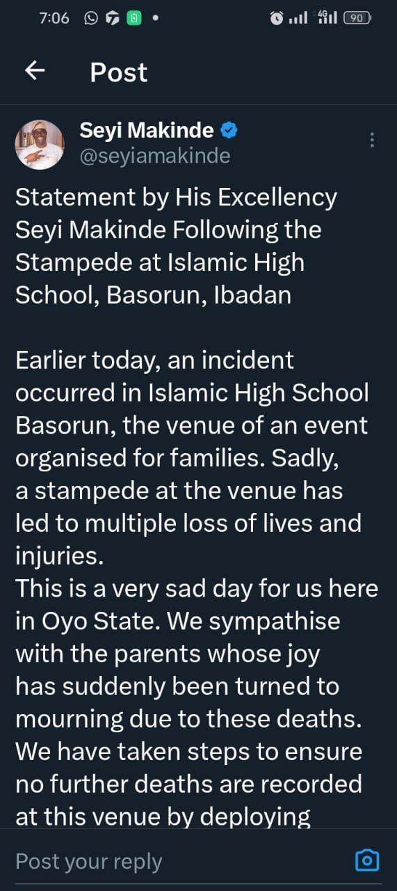 Oyo Governor confirms arrests of organizers after Ibadan carnival stampede