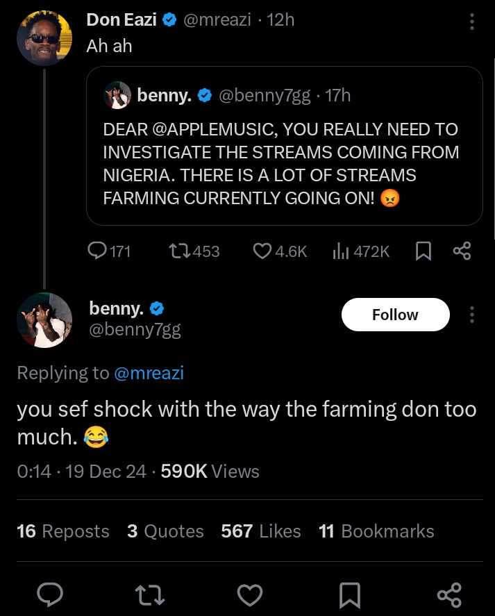 There's no stream farming in Nigeria - Mr Eazi