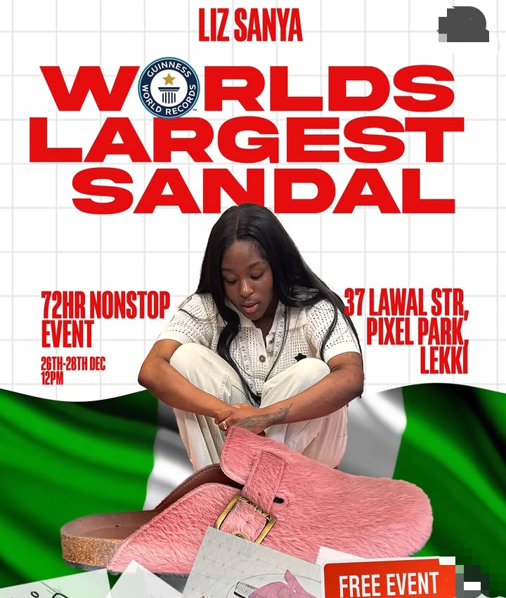 Nigerian lady set to break Guinness World Record for largest sandal