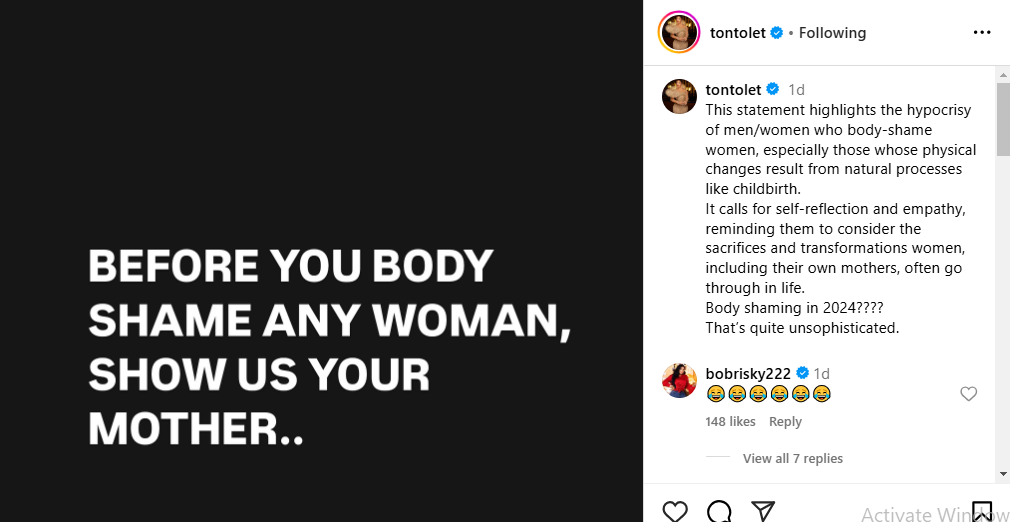 Before you slam a woman, show us your mother - Tonto Dikeh boils