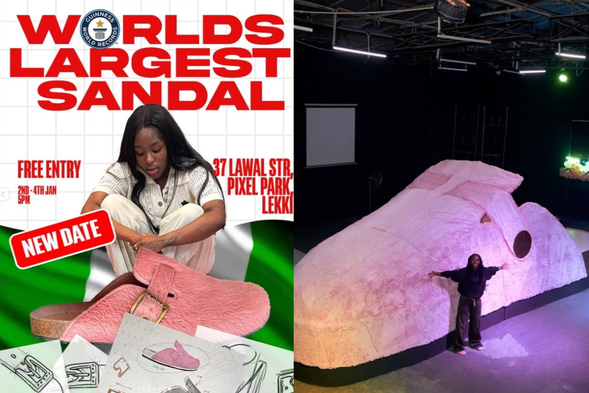 Liz Sanya breaks Guinness World Record for the world's largest Sandal Liz Sanya breaks Guinness World Record for the world's largest Sandal