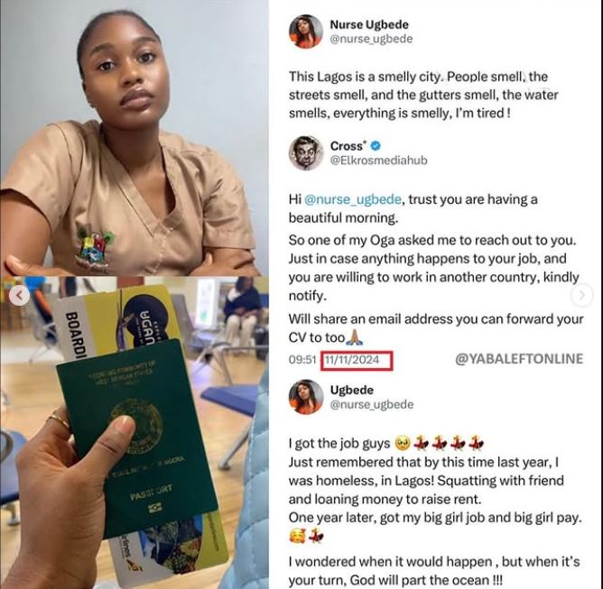 Nurse who criticized 'smelly' Lagos, lands international job