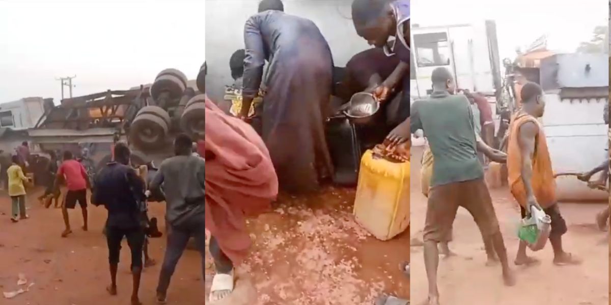 Residents scoop oil as another tanker falls in Niger Residents scoop oil as another tanker falls in Niger